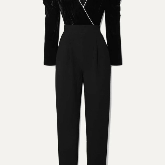 VERONICA BEARD CLEO Crystal-embellished velvet Jumpsuit Sz 6 - Picture 2 of 12